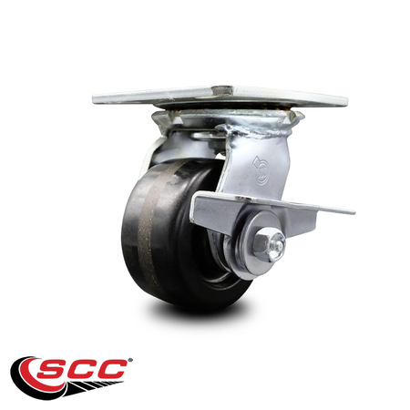 Service Caster 4 Inch Heavy Duty Phenolic Caster with Ball Bearing and Brake SCC-35S420-PHB-SLB